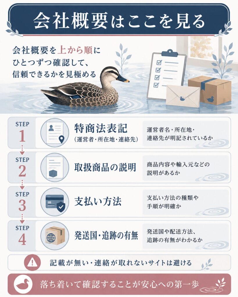 個人輸入代行の会社概要を確認する手順を示したフロー図。