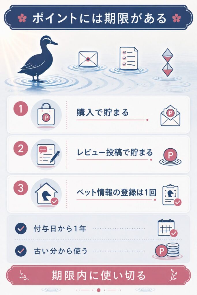ポイントの貯め方と有効期限を示した図