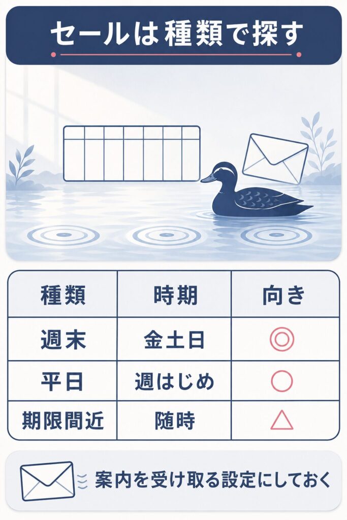 セールの種類と時期を比較した表