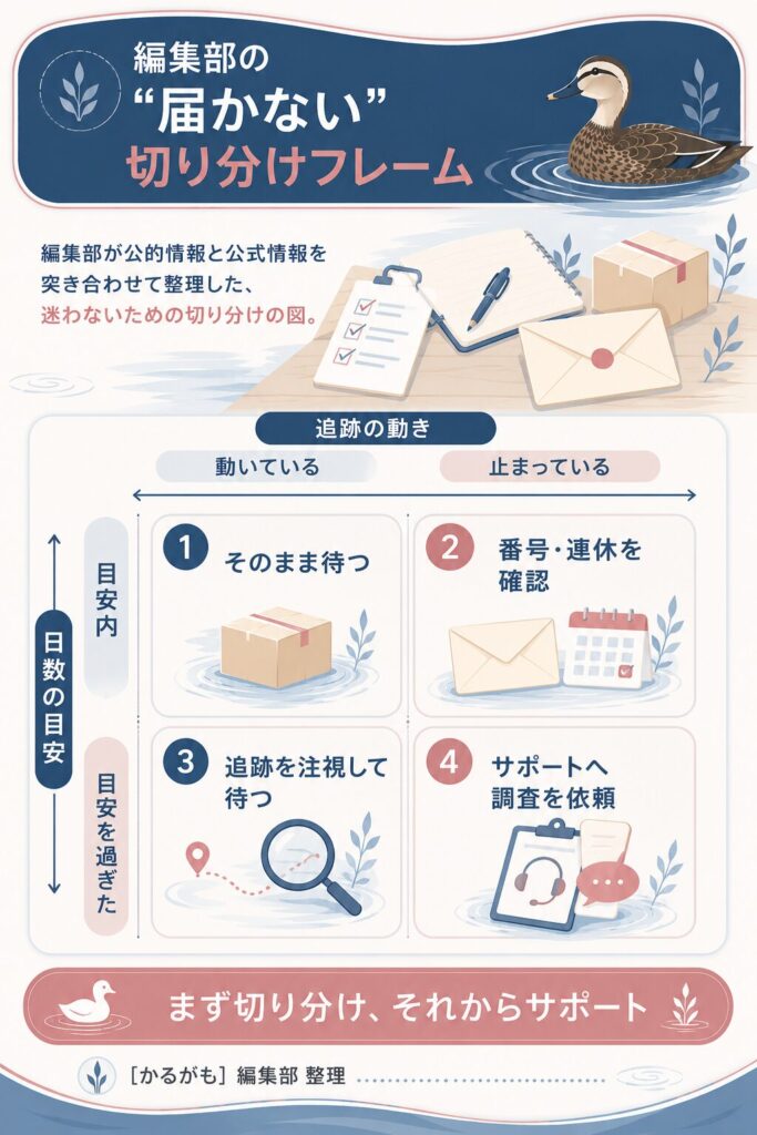 届かない時の切り分けを整理した編集部の図解