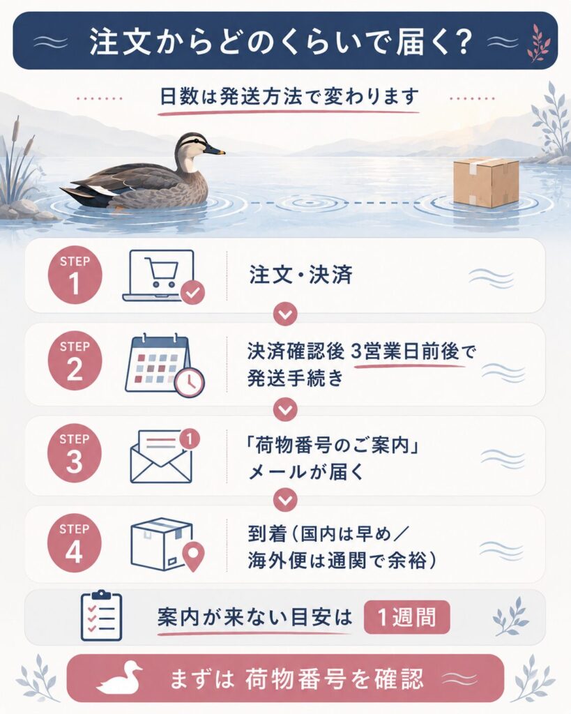 注文から到着までの発送日数の目安を示した流れ図